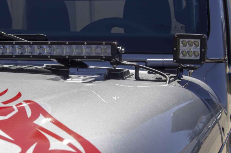 Jeep Wrangler JL Auxiliary Light Mounting Bracket - Fishbone Offroad - Cowl Light Brackets FB211110 - Black textured powder coat - `18-`27